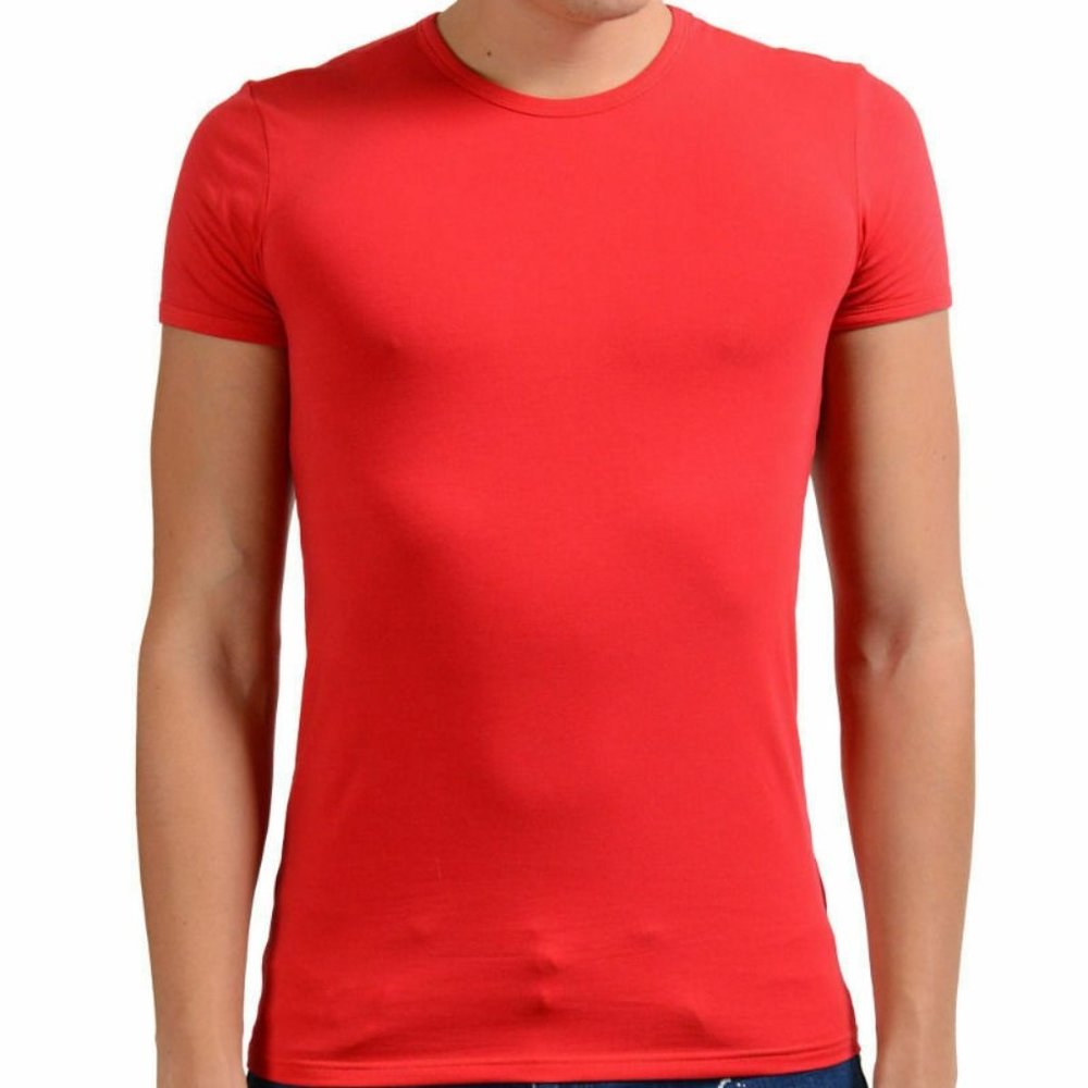 Versace Collection Red Stretch Crewneck T-Shirt
